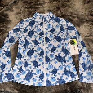 S GOTTEX Sea Turtle Golf Tennis Long Sleeve Sun full zip Sun Shirt Dry